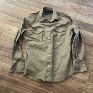 Large tan Western button down shirt